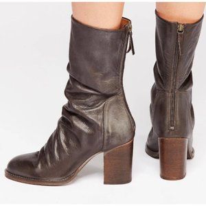 Free People Elle Block Heel Chocolate Boots US 11/ EU41